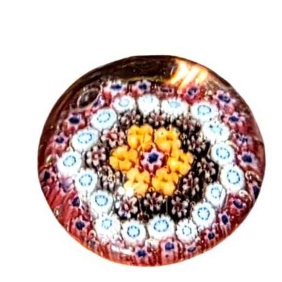 2 Paperweights Millefiori Glass Round Square Blue Crystal Apx. 2" - Picture 2 of 15